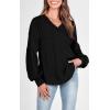 imageBTFBM Womens Ribbed Long Sleeve Tops 2025 Summer Spring Pullover Knit Casual V Neck Blouses Trendy Loose Fit Tunic TopSolid Black