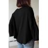imageBTFBM Womens Ribbed Long Sleeve Tops 2025 Summer Spring Pullover Knit Casual V Neck Blouses Trendy Loose Fit Tunic TopSolid Black