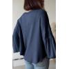 imageBTFBM Womens Ribbed Long Sleeve Tops 2025 Summer Spring Pullover Knit Casual V Neck Blouses Trendy Loose Fit Tunic TopSolid Blue