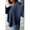 imageBTFBM Womens Ribbed Long Sleeve Tops 2025 Summer Spring Pullover Knit Casual V Neck Blouses Trendy Loose Fit Tunic TopSolid Blue