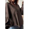 imageBTFBM Womens Ribbed Long Sleeve Tops 2025 Summer Spring Pullover Knit Casual V Neck Blouses Trendy Loose Fit Tunic TopSolid Brown