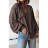 imageBTFBM Womens Ribbed Long Sleeve Tops 2025 Summer Spring Pullover Knit Casual V Neck Blouses Trendy Loose Fit Tunic TopSolid Brown