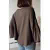 imageBTFBM Womens Ribbed Long Sleeve Tops 2025 Summer Spring Pullover Knit Casual V Neck Blouses Trendy Loose Fit Tunic TopSolid Brown