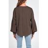 imageBTFBM Womens Ribbed Long Sleeve Tops 2025 Summer Spring Pullover Knit Casual V Neck Blouses Trendy Loose Fit Tunic TopSolid Brown