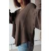 imageBTFBM Womens Ribbed Long Sleeve Tops 2025 Summer Spring Pullover Knit Casual V Neck Blouses Trendy Loose Fit Tunic TopSolid Brown