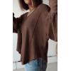imageBTFBM Womens Ribbed Long Sleeve Tops 2025 Summer Spring Pullover Knit Casual V Neck Blouses Trendy Loose Fit Tunic TopSolid Caramel