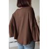 imageBTFBM Womens Ribbed Long Sleeve Tops 2025 Summer Spring Pullover Knit Casual V Neck Blouses Trendy Loose Fit Tunic TopSolid Caramel