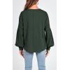 imageBTFBM Womens Ribbed Long Sleeve Tops 2025 Summer Spring Pullover Knit Casual V Neck Blouses Trendy Loose Fit Tunic TopSolid Dark Army Green