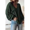 imageBTFBM Womens Ribbed Long Sleeve Tops 2025 Summer Spring Pullover Knit Casual V Neck Blouses Trendy Loose Fit Tunic TopSolid Dark Army Green