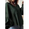 imageBTFBM Womens Ribbed Long Sleeve Tops 2025 Summer Spring Pullover Knit Casual V Neck Blouses Trendy Loose Fit Tunic TopSolid Dark Army Green