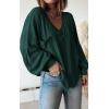 imageBTFBM Womens Ribbed Long Sleeve Tops 2025 Summer Spring Pullover Knit Casual V Neck Blouses Trendy Loose Fit Tunic TopSolid Dark Green