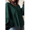 imageBTFBM Womens Ribbed Long Sleeve Tops 2025 Summer Spring Pullover Knit Casual V Neck Blouses Trendy Loose Fit Tunic TopSolid Dark Green