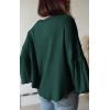 imageBTFBM Womens Ribbed Long Sleeve Tops 2025 Summer Spring Pullover Knit Casual V Neck Blouses Trendy Loose Fit Tunic TopSolid Dark Green
