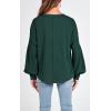 imageBTFBM Womens Ribbed Long Sleeve Tops 2025 Summer Spring Pullover Knit Casual V Neck Blouses Trendy Loose Fit Tunic TopSolid Dark Green