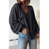 imageBTFBM Womens Ribbed Long Sleeve Tops 2025 Summer Spring Pullover Knit Casual V Neck Blouses Trendy Loose Fit Tunic TopSolid Dark Grey