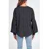 imageBTFBM Womens Ribbed Long Sleeve Tops 2025 Summer Spring Pullover Knit Casual V Neck Blouses Trendy Loose Fit Tunic TopSolid Dark Grey