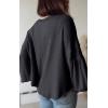 imageBTFBM Womens Ribbed Long Sleeve Tops 2025 Summer Spring Pullover Knit Casual V Neck Blouses Trendy Loose Fit Tunic TopSolid Dark Grey