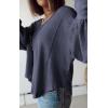 imageBTFBM Womens Ribbed Long Sleeve Tops 2025 Summer Spring Pullover Knit Casual V Neck Blouses Trendy Loose Fit Tunic TopSolid Dark Grey Blue
