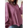imageBTFBM Womens Ribbed Long Sleeve Tops 2025 Summer Spring Pullover Knit Casual V Neck Blouses Trendy Loose Fit Tunic TopSolid Dusty Pink
