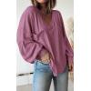 imageBTFBM Womens Ribbed Long Sleeve Tops 2025 Summer Spring Pullover Knit Casual V Neck Blouses Trendy Loose Fit Tunic TopSolid Dusty Pink