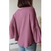imageBTFBM Womens Ribbed Long Sleeve Tops 2025 Summer Spring Pullover Knit Casual V Neck Blouses Trendy Loose Fit Tunic TopSolid Dusty Pink