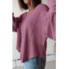 imageBTFBM Womens Ribbed Long Sleeve Tops 2025 Summer Spring Pullover Knit Casual V Neck Blouses Trendy Loose Fit Tunic TopSolid Dusty Pink