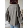 imageBTFBM Womens Ribbed Long Sleeve Tops 2025 Summer Spring Pullover Knit Casual V Neck Blouses Trendy Loose Fit Tunic TopSolid Grey