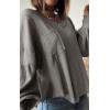 imageBTFBM Womens Ribbed Long Sleeve Tops 2025 Summer Spring Pullover Knit Casual V Neck Blouses Trendy Loose Fit Tunic TopSolid Grey
