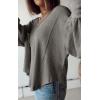 imageBTFBM Womens Ribbed Long Sleeve Tops 2025 Summer Spring Pullover Knit Casual V Neck Blouses Trendy Loose Fit Tunic TopSolid Grey