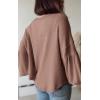 imageBTFBM Womens Ribbed Long Sleeve Tops 2025 Summer Spring Pullover Knit Casual V Neck Blouses Trendy Loose Fit Tunic TopSolid Khaki