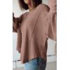imageBTFBM Womens Ribbed Long Sleeve Tops 2025 Summer Spring Pullover Knit Casual V Neck Blouses Trendy Loose Fit Tunic TopSolid Khaki