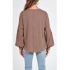 imageBTFBM Womens Ribbed Long Sleeve Tops 2025 Summer Spring Pullover Knit Casual V Neck Blouses Trendy Loose Fit Tunic TopSolid Khaki