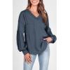 imageBTFBM Womens Ribbed Long Sleeve Tops 2025 Summer Spring Pullover Knit Casual V Neck Blouses Trendy Loose Fit Tunic TopSolid Light Grey Blue