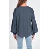 imageBTFBM Womens Ribbed Long Sleeve Tops 2025 Summer Spring Pullover Knit Casual V Neck Blouses Trendy Loose Fit Tunic TopSolid Light Grey Blue