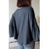 imageBTFBM Womens Ribbed Long Sleeve Tops 2025 Summer Spring Pullover Knit Casual V Neck Blouses Trendy Loose Fit Tunic TopSolid Light Grey Blue