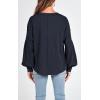 imageBTFBM Womens Ribbed Long Sleeve Tops 2025 Summer Spring Pullover Knit Casual V Neck Blouses Trendy Loose Fit Tunic TopSolid Navy
