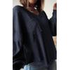 imageBTFBM Womens Ribbed Long Sleeve Tops 2025 Summer Spring Pullover Knit Casual V Neck Blouses Trendy Loose Fit Tunic TopSolid Navy