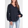 imageBTFBM Womens Ribbed Long Sleeve Tops 2025 Summer Spring Pullover Knit Casual V Neck Blouses Trendy Loose Fit Tunic TopSolid Navy