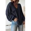 imageBTFBM Womens Ribbed Long Sleeve Tops 2025 Summer Spring Pullover Knit Casual V Neck Blouses Trendy Loose Fit Tunic TopSolid Navy