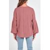 imageBTFBM Womens Ribbed Long Sleeve Tops 2025 Summer Spring Pullover Knit Casual V Neck Blouses Trendy Loose Fit Tunic TopSolid Pink