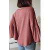 imageBTFBM Womens Ribbed Long Sleeve Tops 2025 Summer Spring Pullover Knit Casual V Neck Blouses Trendy Loose Fit Tunic TopSolid Pink