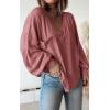 imageBTFBM Womens Ribbed Long Sleeve Tops 2025 Summer Spring Pullover Knit Casual V Neck Blouses Trendy Loose Fit Tunic TopSolid Pink