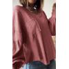 imageBTFBM Womens Ribbed Long Sleeve Tops 2025 Summer Spring Pullover Knit Casual V Neck Blouses Trendy Loose Fit Tunic TopSolid Pink