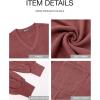 imageBTFBM Womens Ribbed Long Sleeve Tops 2025 Summer Spring Pullover Knit Casual V Neck Blouses Trendy Loose Fit Tunic TopSolid Pink