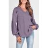 imageBTFBM Womens Ribbed Long Sleeve Tops 2025 Summer Spring Pullover Knit Casual V Neck Blouses Trendy Loose Fit Tunic TopSolid Taro Purple