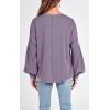 imageBTFBM Womens Ribbed Long Sleeve Tops 2025 Summer Spring Pullover Knit Casual V Neck Blouses Trendy Loose Fit Tunic TopSolid Taro Purple