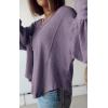 imageBTFBM Womens Ribbed Long Sleeve Tops 2025 Summer Spring Pullover Knit Casual V Neck Blouses Trendy Loose Fit Tunic TopSolid Taro Purple