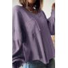 imageBTFBM Womens Ribbed Long Sleeve Tops 2025 Summer Spring Pullover Knit Casual V Neck Blouses Trendy Loose Fit Tunic TopSolid Taro Purple