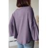 imageBTFBM Womens Ribbed Long Sleeve Tops 2025 Summer Spring Pullover Knit Casual V Neck Blouses Trendy Loose Fit Tunic TopSolid Taro Purple