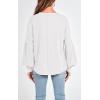 imageBTFBM Womens Ribbed Long Sleeve Tops 2025 Summer Spring Pullover Knit Casual V Neck Blouses Trendy Loose Fit Tunic TopSolid White